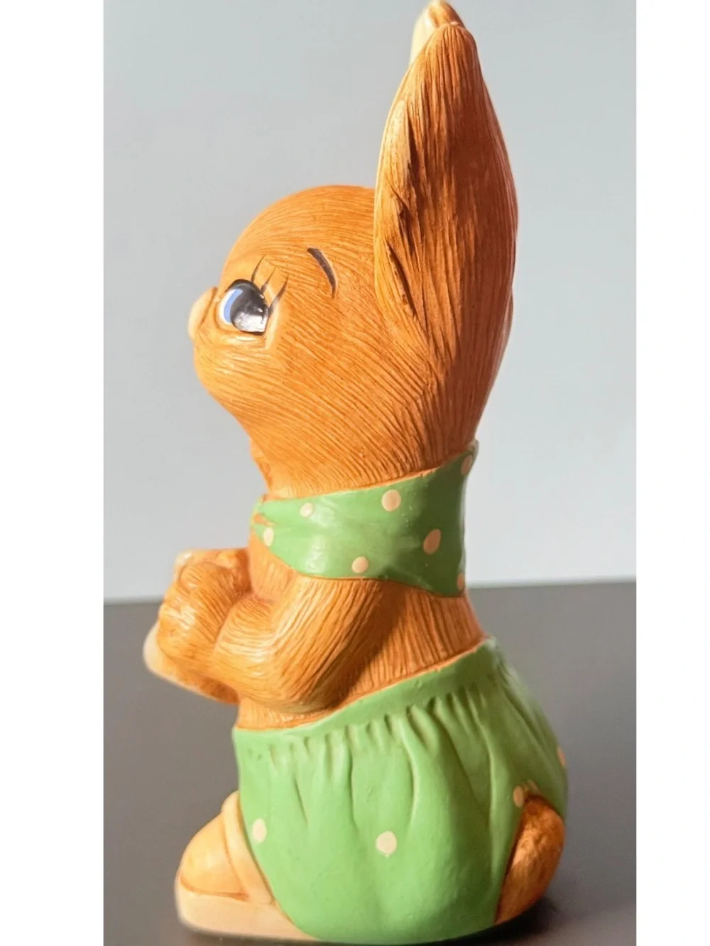 Green Polka Dot Bunny Figurine Decorative Accent
